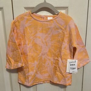 Nordstrom Orange and Pink Long Sleeve Tee with Relaxed Fit